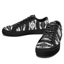 Load image into Gallery viewer, Okotoks Black and White Aapisi Low Top Canvas Shoes Black Sole 49 Dzine 
