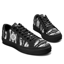 Load image into Gallery viewer, Okotoks Black and White Aapisi Low Top Canvas Shoes Black Sole 49 Dzine 
