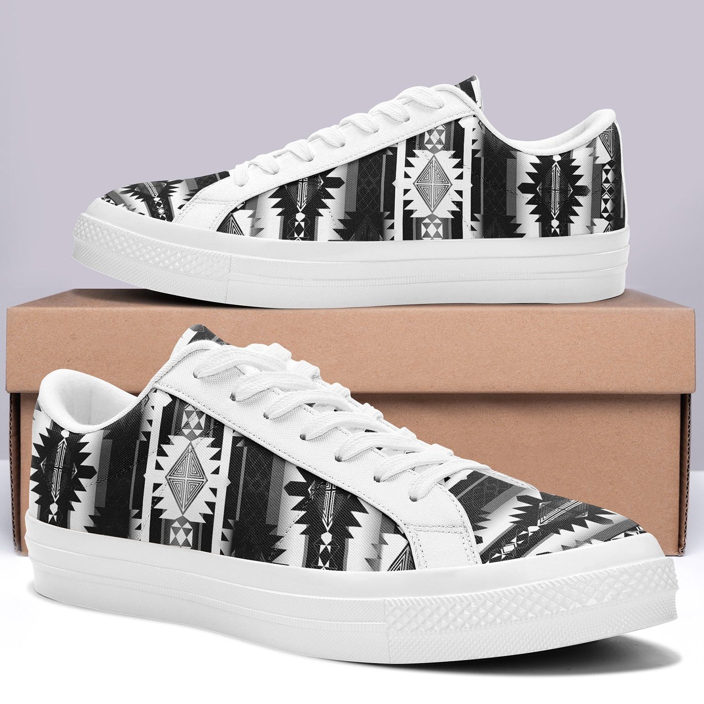 Okotoks Black and White Aapisi Low Top Canvas Shoes White Sole 49 Dzine 