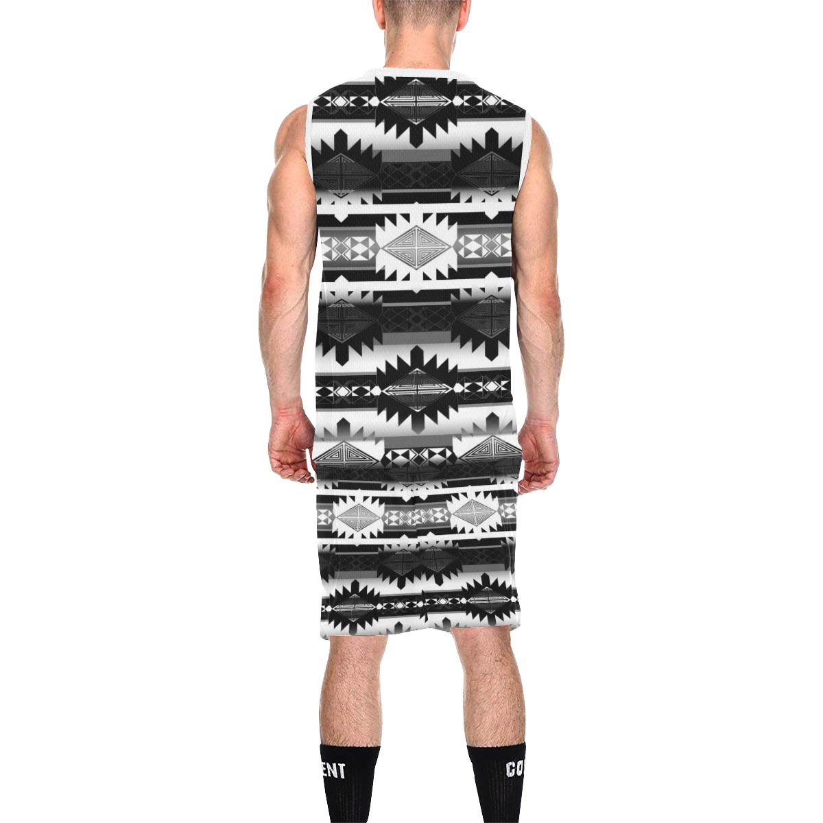 Okotoks Black and White All Over Print Basketball Uniform Basketball Uniform e-joyer 