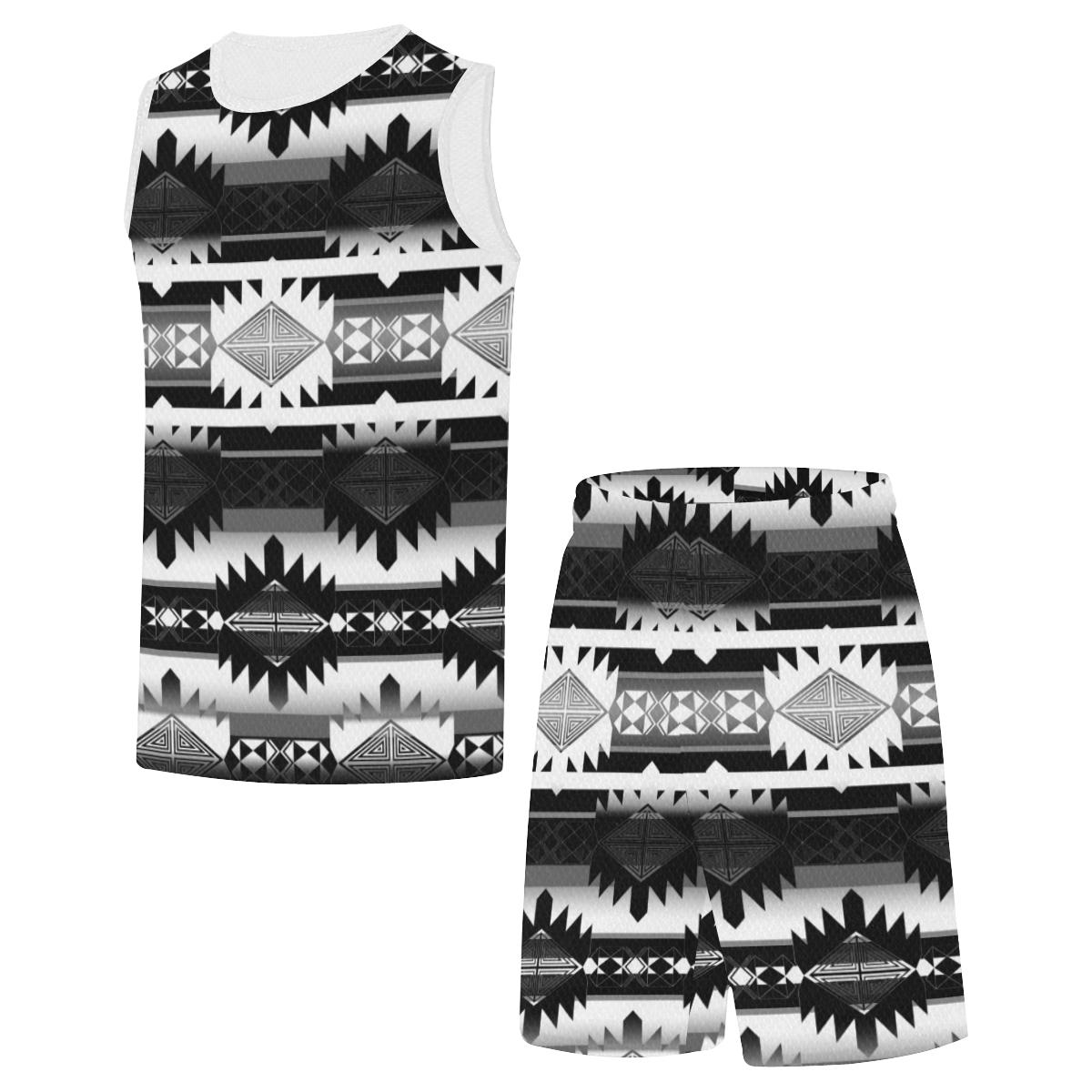 Okotoks Black and White All Over Print Basketball Uniform Basketball Uniform e-joyer 