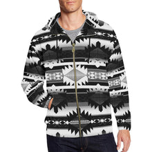 Load image into Gallery viewer, Okotoks Black and White All Over Print Full Zip Hoodie for Men (Model H14) All Over Print Full Zip Hoodie for Men (H14) e-joyer 
