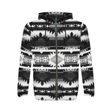 Load image into Gallery viewer, Okotoks Black and White All Over Print Full Zip Hoodie for Men (Model H14) All Over Print Full Zip Hoodie for Men (H14) e-joyer 
