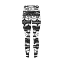 Load image into Gallery viewer, Okotoks Black and White All Over Print High-Waisted Leggings (Model L36) High-Waisted Leggings (L36) e-joyer 
