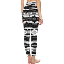 Load image into Gallery viewer, Okotoks Black and White All Over Print High-Waisted Leggings (Model L36) High-Waisted Leggings (L36) e-joyer 
