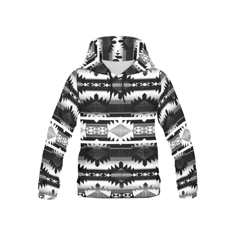 Okotoks Black and White All Over Print Hoodie for Kid (USA Size) (Model H13) All Over Print Hoodie for Kid (H13) e-joyer 
