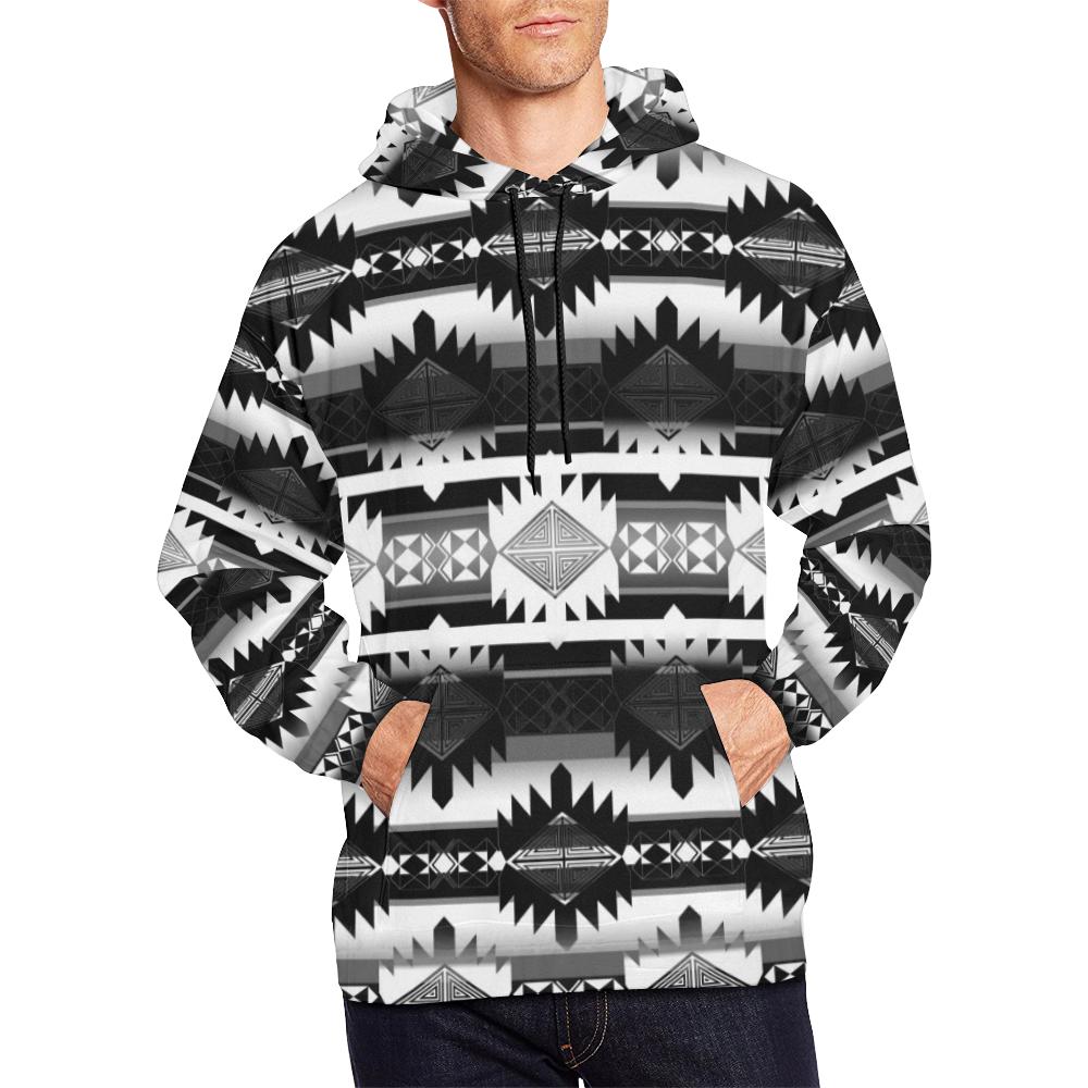 Okotoks Black and White All Over Print Hoodie for Men (USA Size) (Model H13) All Over Print Hoodie for Men (H13) e-joyer 