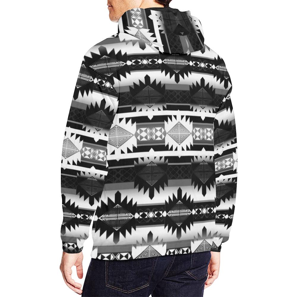 Okotoks Black and White All Over Print Hoodie for Men (USA Size) (Model H13) All Over Print Hoodie for Men (H13) e-joyer 