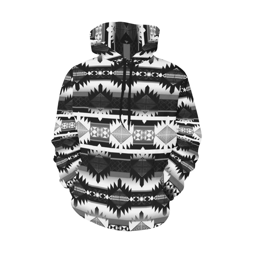 Okotoks Black and White All Over Print Hoodie for Men (USA Size) (Model H13) All Over Print Hoodie for Men (H13) e-joyer 