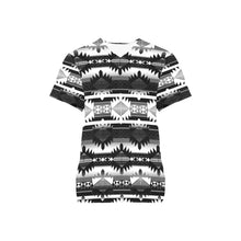 Load image into Gallery viewer, Okotoks Black and White All Over Print Scrub Top Scrub Top e-joyer 
