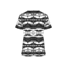 Load image into Gallery viewer, Okotoks Black and White All Over Print Scrub Top Scrub Top e-joyer 
