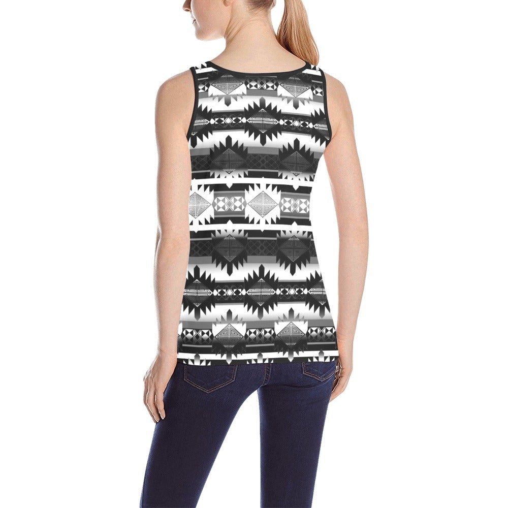 Okotoks Black and White All Over Print Tank Top for Women (Model T43) All Over Print Tank Top for Women (T43) e-joyer 