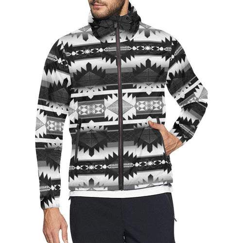 Okotoks Black and White All Over Print Windbreaker for Unisex (Model H23) All Over Print Windbreaker for Men (H23) e-joyer 