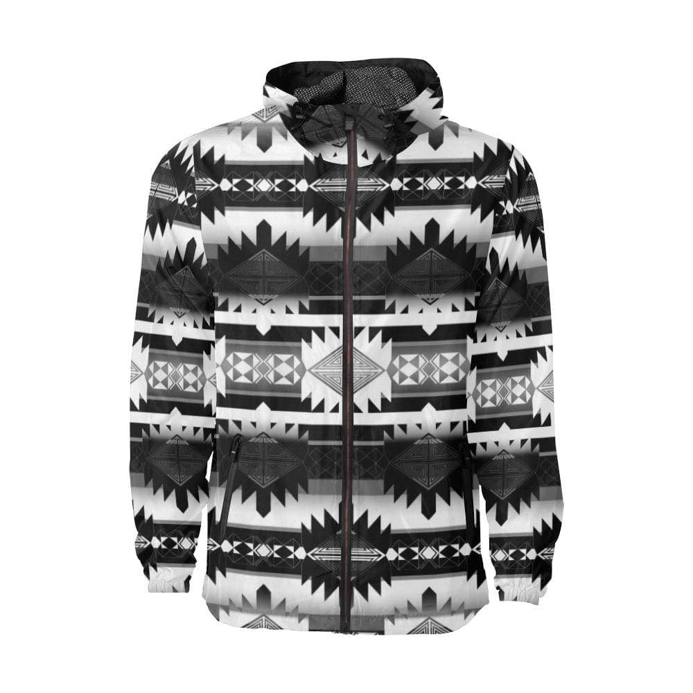 Okotoks Black and White All Over Print Windbreaker for Unisex (Model H23) All Over Print Windbreaker for Men (H23) e-joyer 