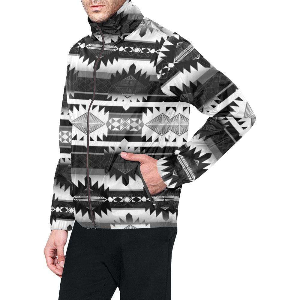 Okotoks Black and White All Over Print Windbreaker for Unisex (Model H23) All Over Print Windbreaker for Men (H23) e-joyer 