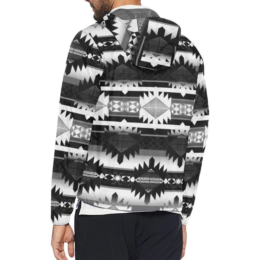 Okotoks Black and White All Over Print Windbreaker for Unisex (Model H23) All Over Print Windbreaker for Men (H23) e-joyer 