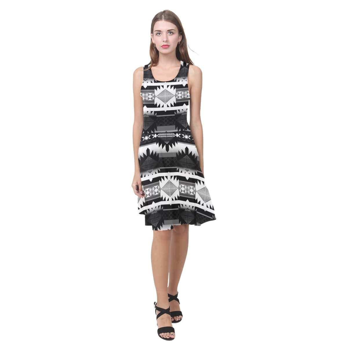 Okotoks Black and White Atalanta Casual Sundress(Model D04) Atalanta Sundress (D04) e-joyer 