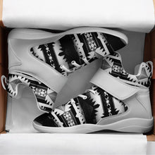 Load image into Gallery viewer, Okotoks Black and White Ipottaa Basketball / Sport High Top Shoes 49 Dzine 
