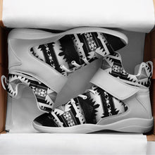 Load image into Gallery viewer, Okotoks Black and White Ipottaa Basketball / Sport High Top Shoes - White Sole 49 Dzine 
