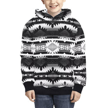 Load image into Gallery viewer, Okotoks Black and White Kids&#39; All Over Print Hoodie (Model H38) Kids&#39; AOP Hoodie (H38) e-joyer 
