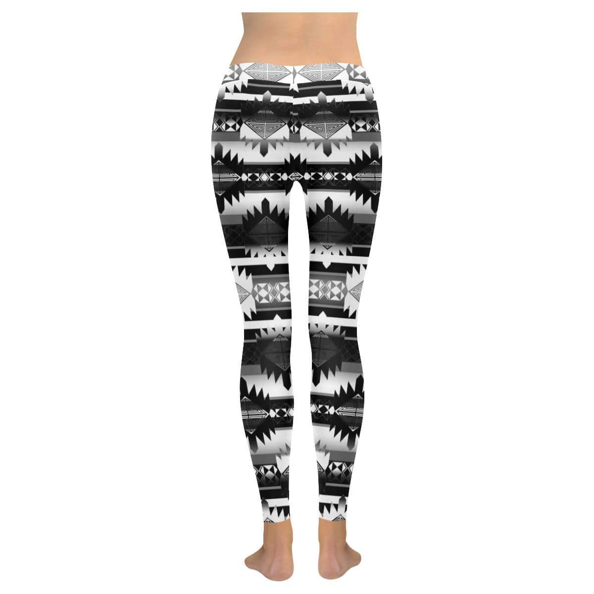 Okotoks Black and White Low Rise Leggings (Invisible Stitch) (Model L05) Low Rise Leggings (Invisible Stitch) (L05) e-joyer 