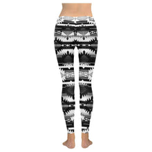 Load image into Gallery viewer, Okotoks Black and White Low Rise Leggings (Invisible Stitch) (Model L05) Low Rise Leggings (Invisible Stitch) (L05) e-joyer 
