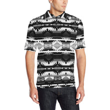 Load image into Gallery viewer, Okotoks Black and White Men&#39;s All Over Print Polo Shirt (Model T55) Men&#39;s Polo Shirt (Model T55) e-joyer 
