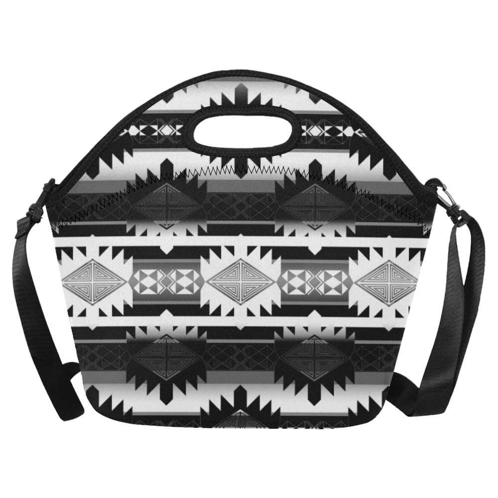 Okotoks Black and White Neoprene Lunch Bag/Large (Model 1669) Neoprene Lunch Bag/Large (1669) e-joyer 