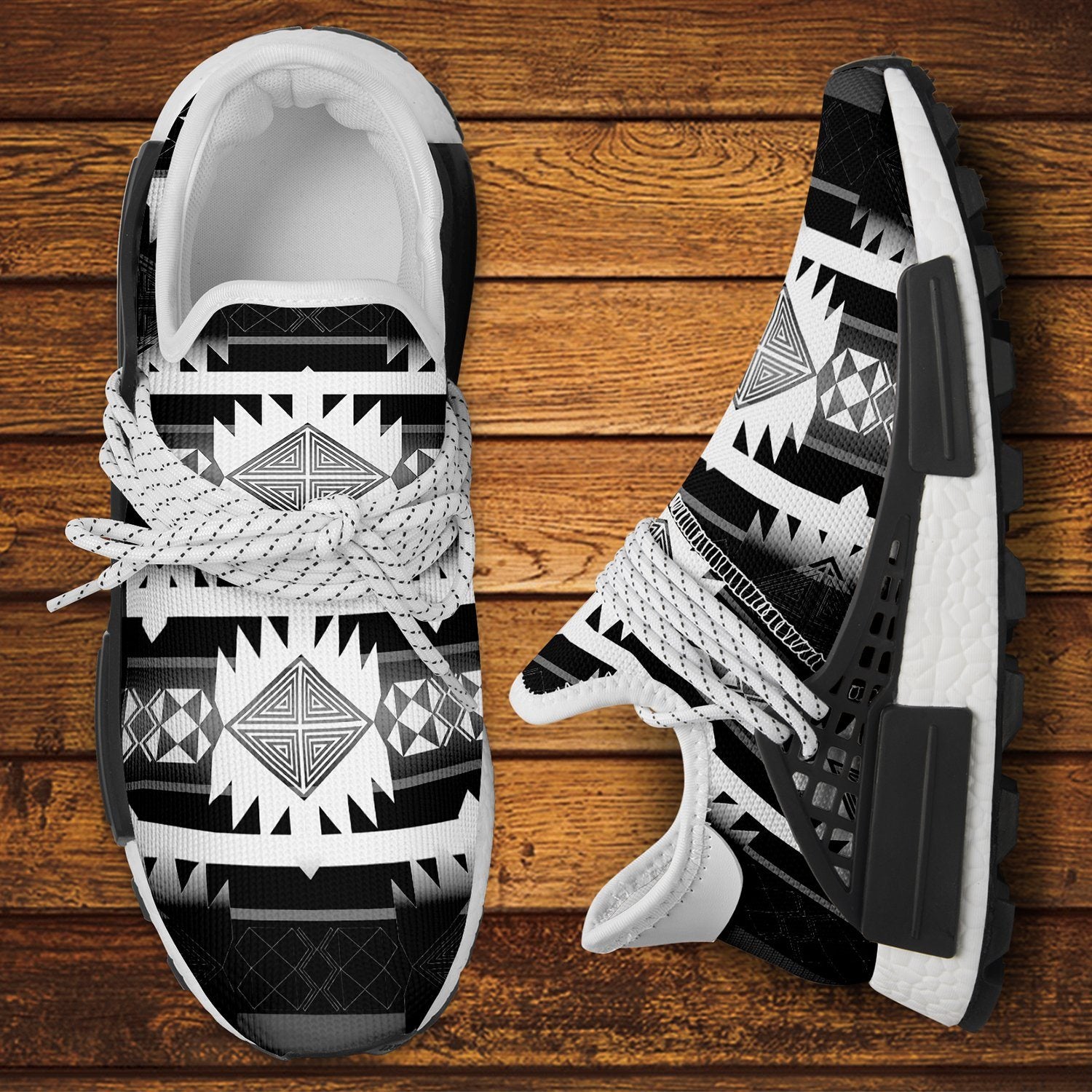 Okotoks Black and White Okaki Sneakers Shoes 49 Dzine 