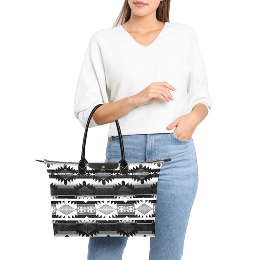 Okotoks Black and White Single-Shoulder Lady Handbag (Model 1714) bag e-joyer 