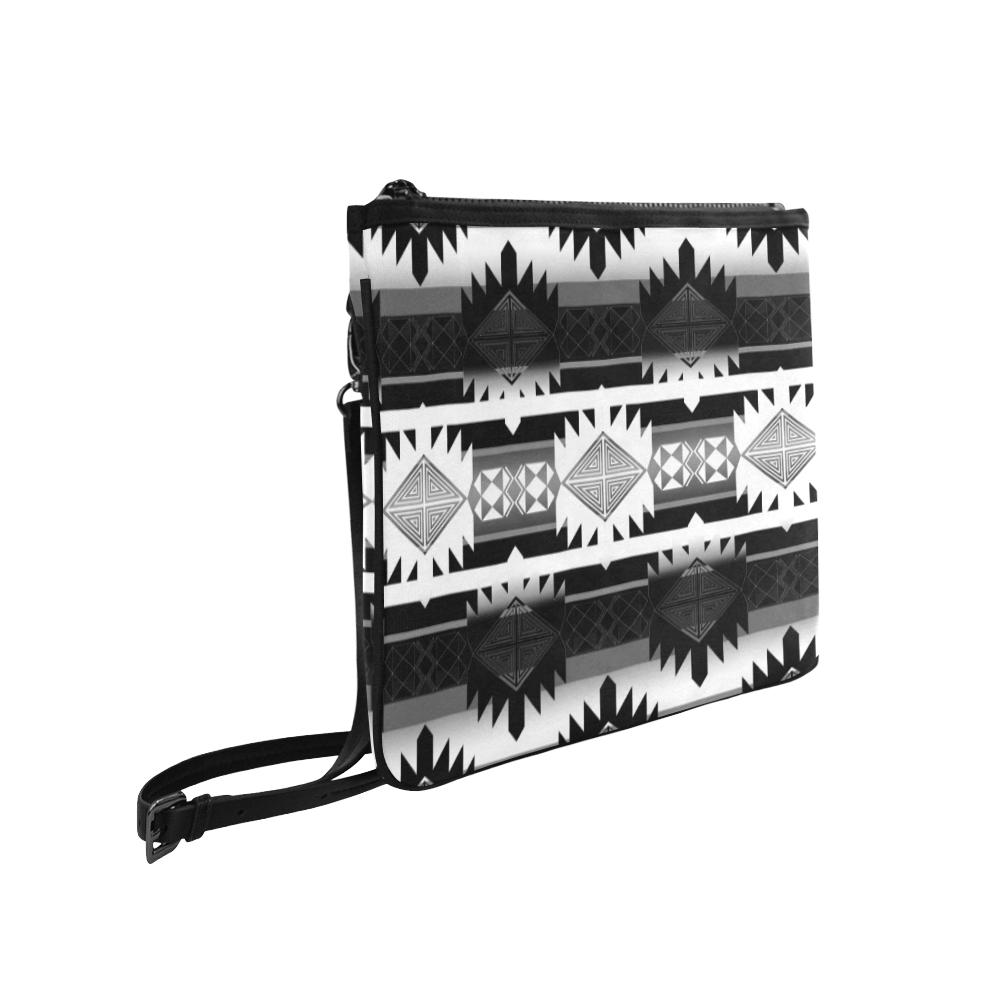 Okotoks Black and White Slim Clutch Bag (Model 1668) Slim Clutch Bags (1668) e-joyer 