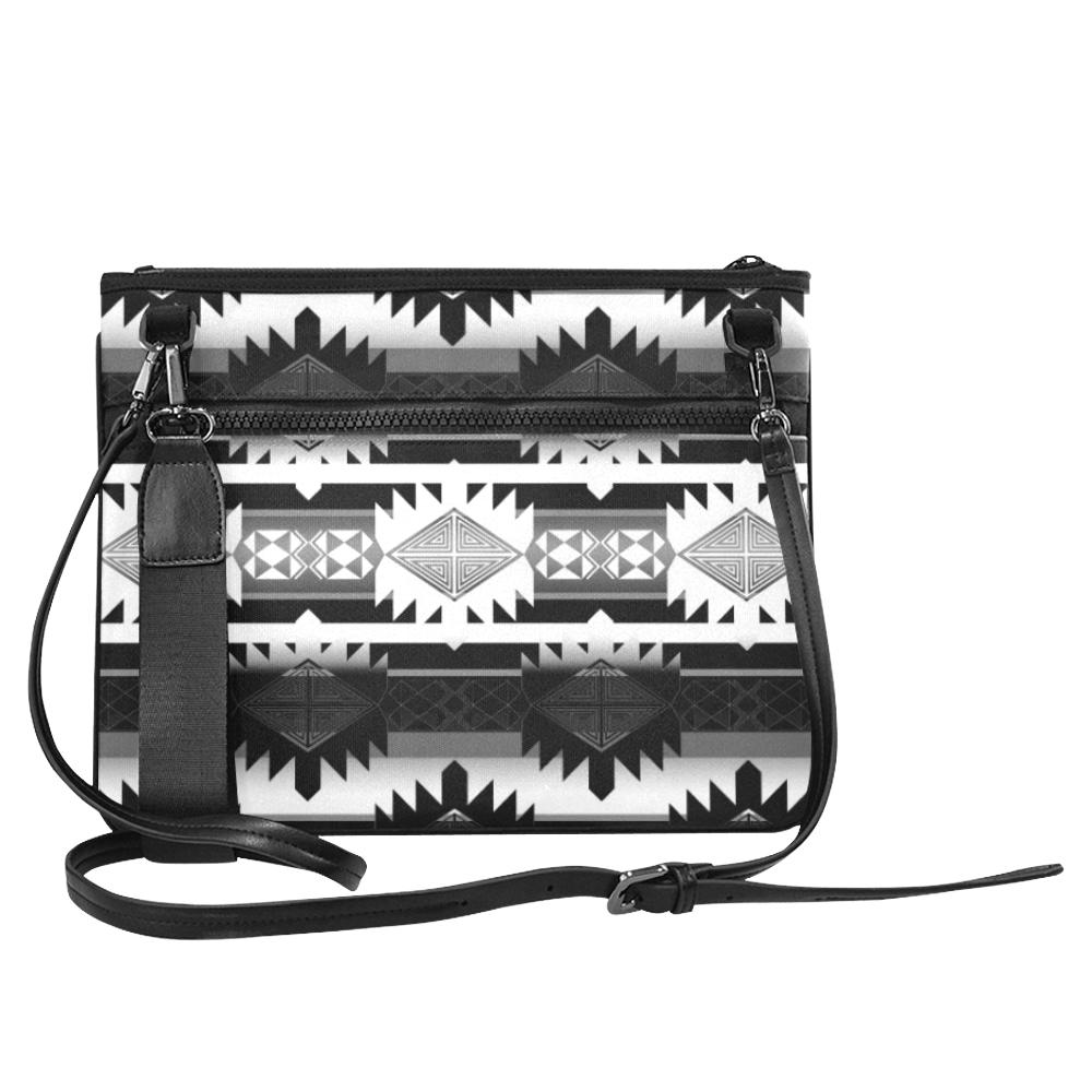 Okotoks Black and White Slim Clutch Bag (Model 1668) Slim Clutch Bags (1668) e-joyer 