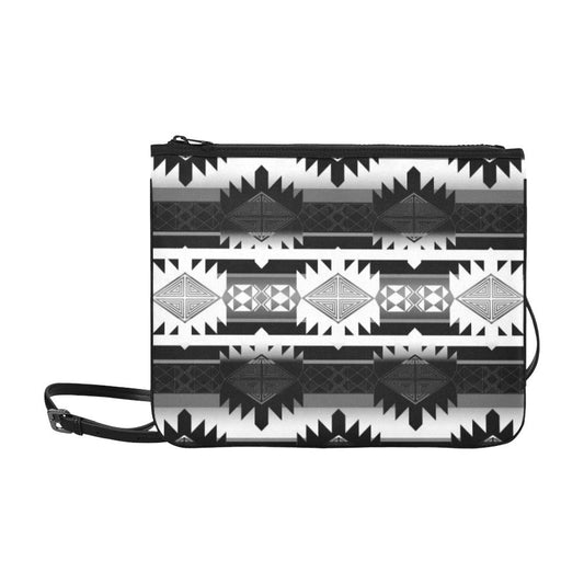 Okotoks Black and White Slim Clutch Bag (Model 1668) Slim Clutch Bags (1668) e-joyer 