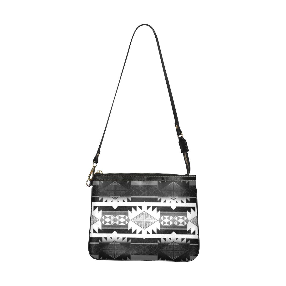 Okotoks Black and White Small Shoulder Bag (Model 1710) Small Shoulder Bag (1710) e-joyer 