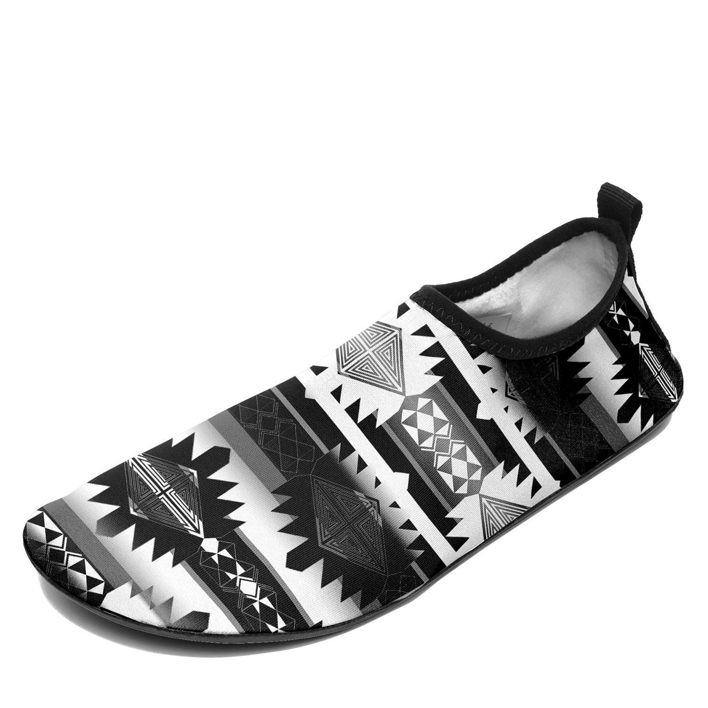 Okotoks Black and White Sockamoccs Kid's Slip On Shoes 49 Dzine 