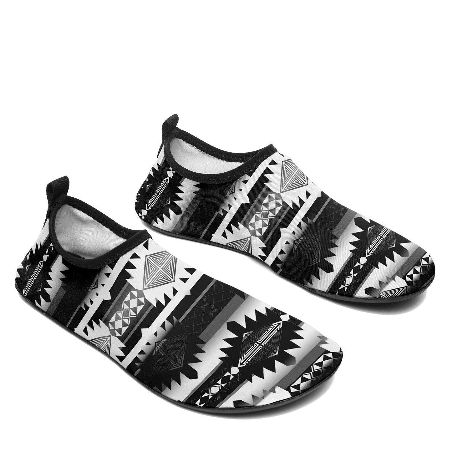 Okotoks Black and White Sockamoccs Kid's Slip On Shoes 49 Dzine 