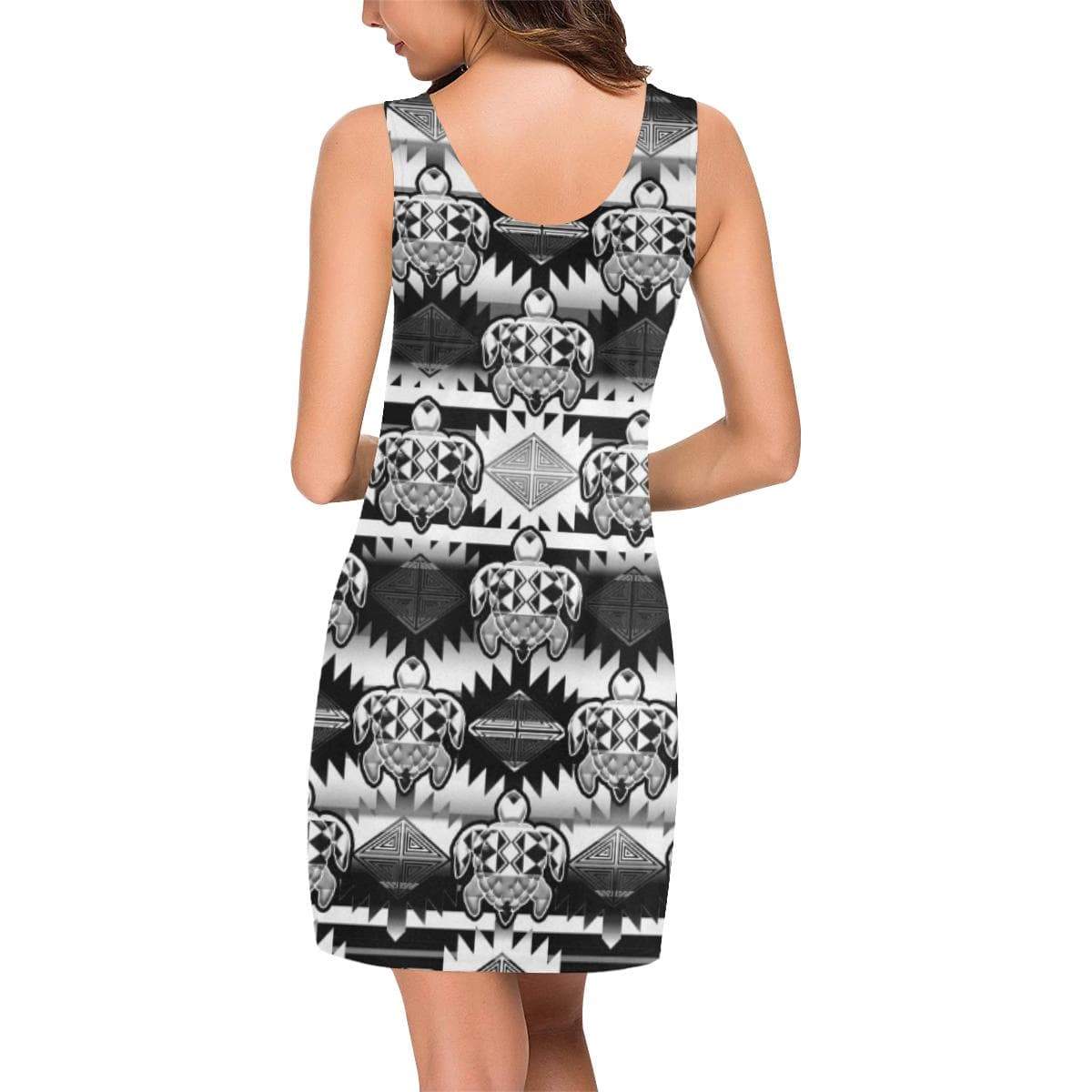 Okotoks Black and White Turtles IkstsÃ­miwa Vest Dress (Model D06) Medea Vest Dress (D06) e-joyer 