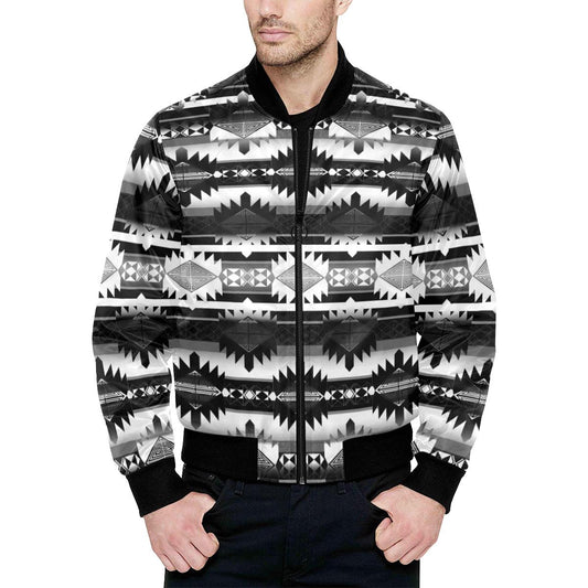 Okotoks Black and White Unisex Heavy Bomber Jacket with Quilted Lining All Over Print Quilted Jacket for Men (H33) e-joyer 