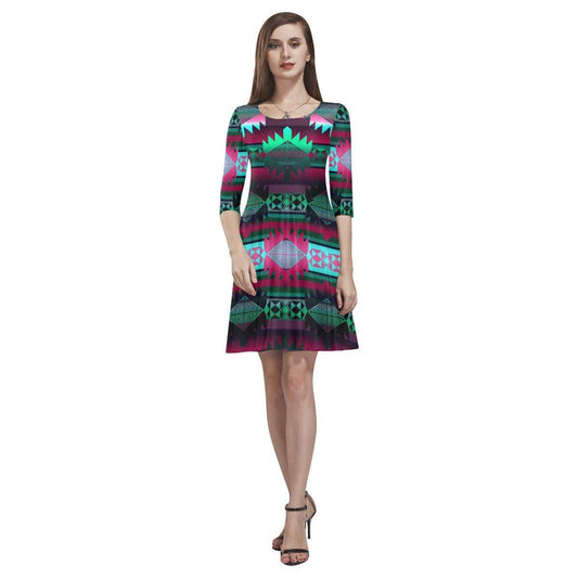 Okotoks Horizon Tethys Half-Sleeve Skater Dress(Model D20) Tethys Half-Sleeve Skater Dress (D20) e-joyer 