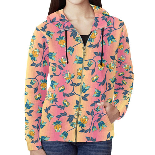 Orange Days All Over Print Full Zip Hoodie for Women (Model H14) All Over Print Full Zip Hoodie for Women (H14) e-joyer 