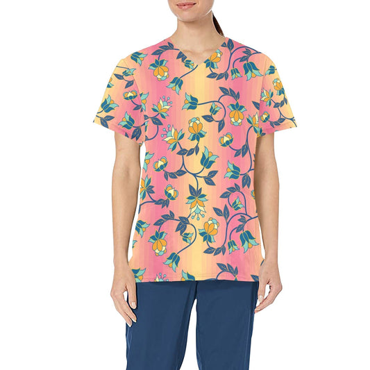 Orange Days All Over Print Scrub Top Scrub Top e-joyer 