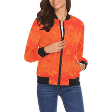 Load image into Gallery viewer, Orange Days Orange A feather for each All Over Print Bomber Jacket for Women (Model H19) All Over Print Bomber Jacket for Women (H19) e-joyer 
