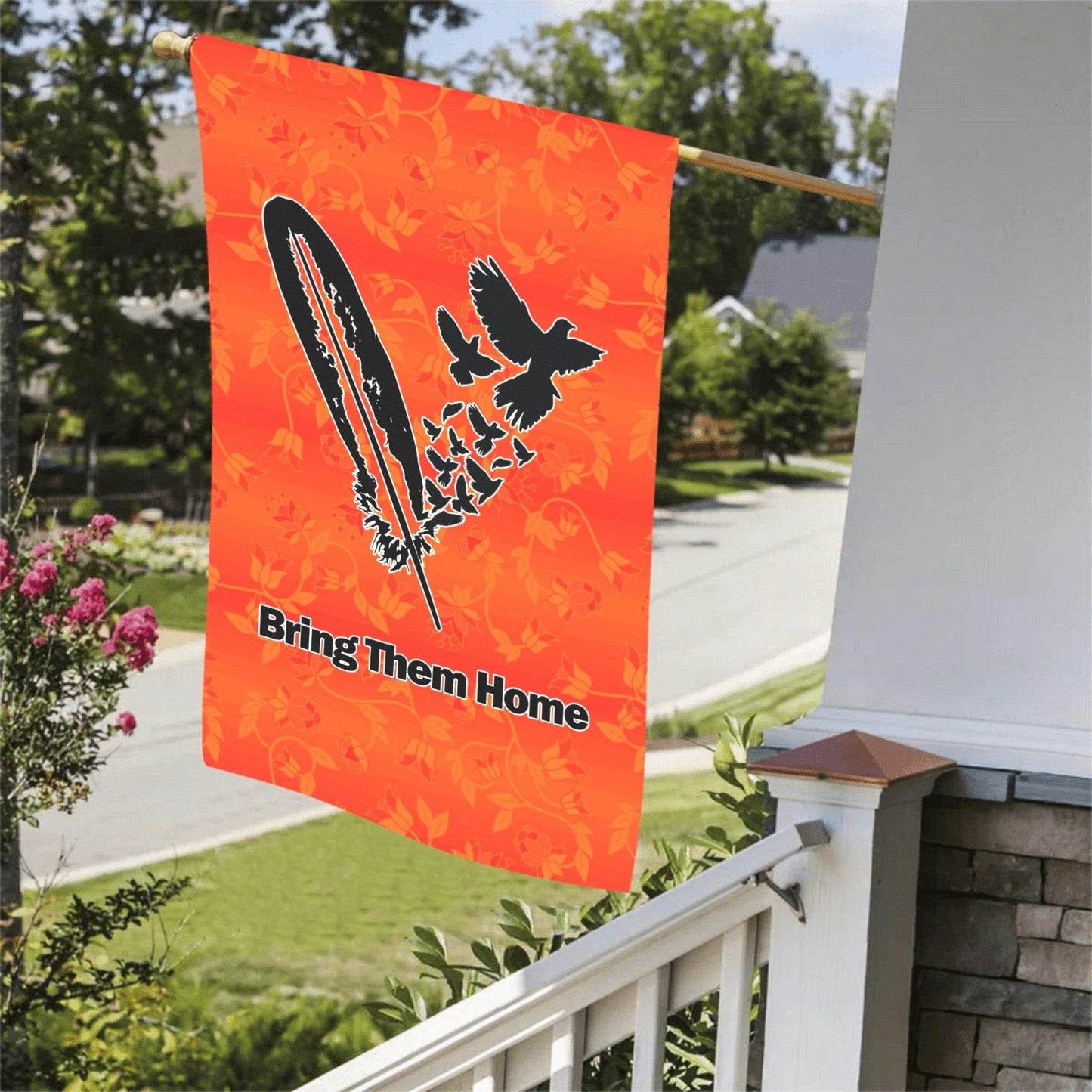 Orange Days Orange - Bring Them Home Feather with Doves Garden Flag 36''x60'' (Two Sides Printing) Garden Flag 36‘’x60‘’ (Two Sides) e-joyer 