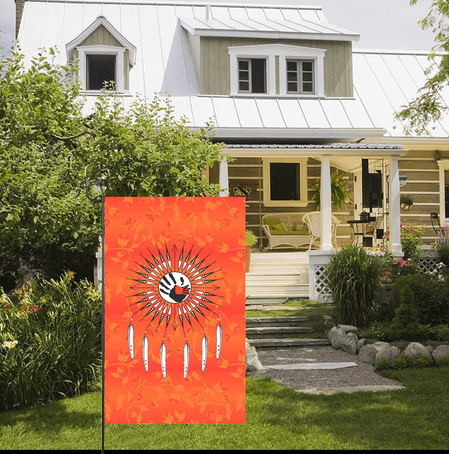 Orange Days Orange - Feather Directions Garden Flag 36''x60'' (Two Sides Printing) Garden Flag 36‘’x60‘’ (Two Sides) e-joyer 