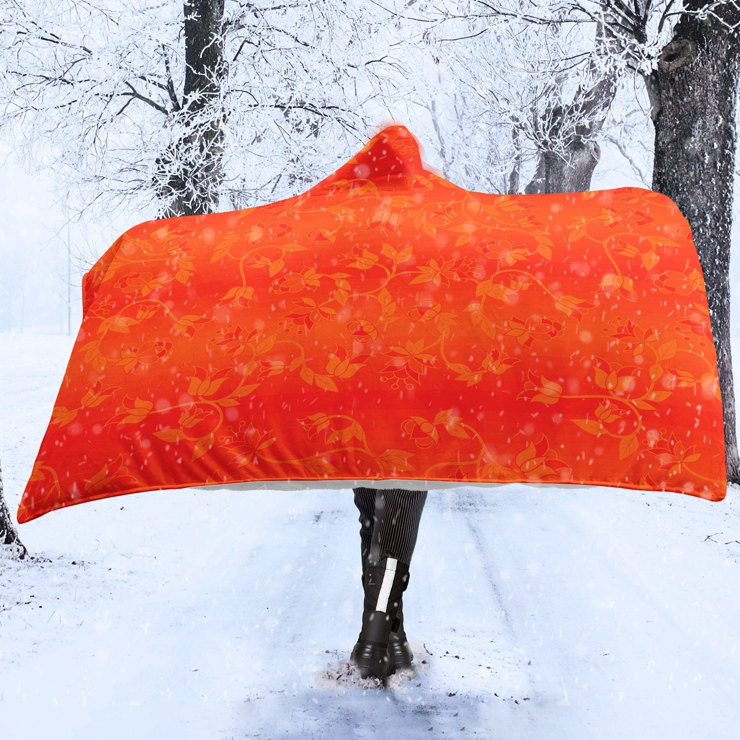 Orange Days Orange Hooded Blanket blanket 49 Dzine 