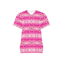 Load image into Gallery viewer, Pink Star All Over Print Scrub Top Scrub Top e-joyer 
