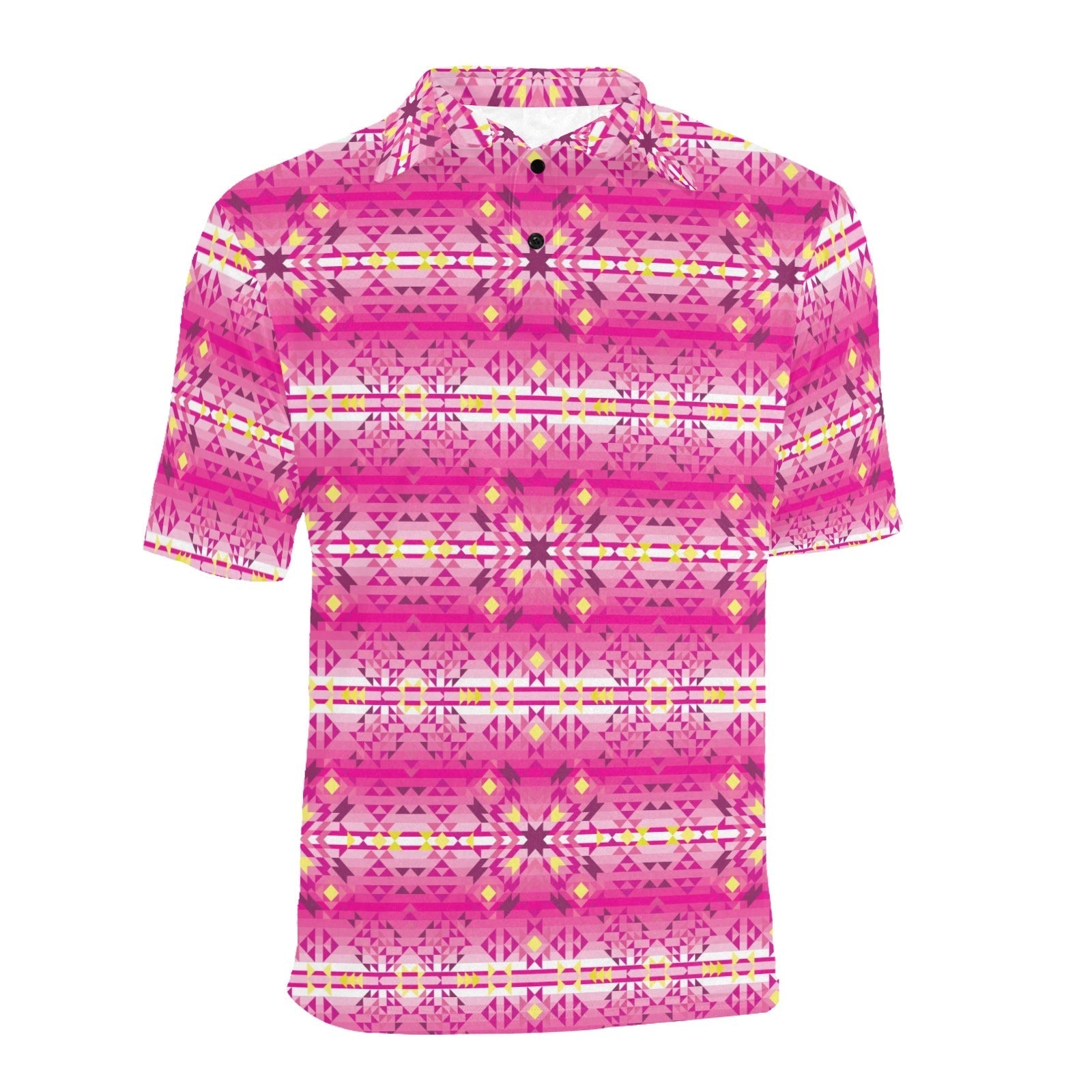 Pink Star Men's All Over Print Polo Shirt (Model T55) Men's Polo Shirt (Model T55) e-joyer 