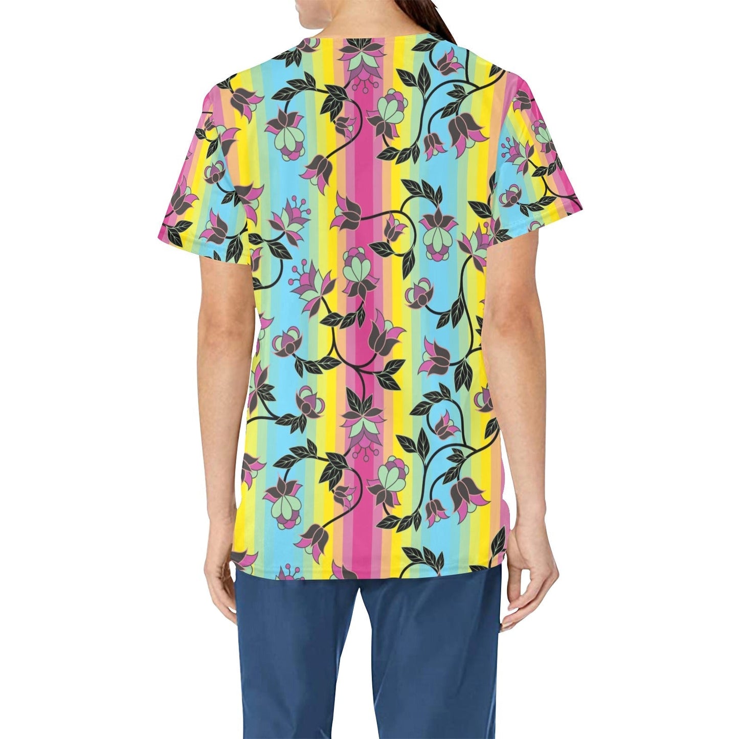 Powwow Carnival All Over Print Scrub Top Scrub Top e-joyer 