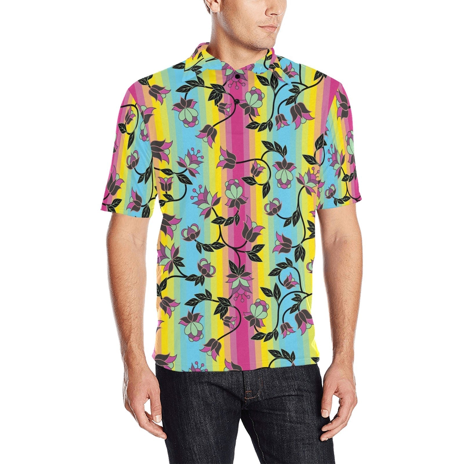 Powwow Carnival Men's All Over Print Polo Shirt (Model T55) Men's Polo Shirt (Model T55) e-joyer 