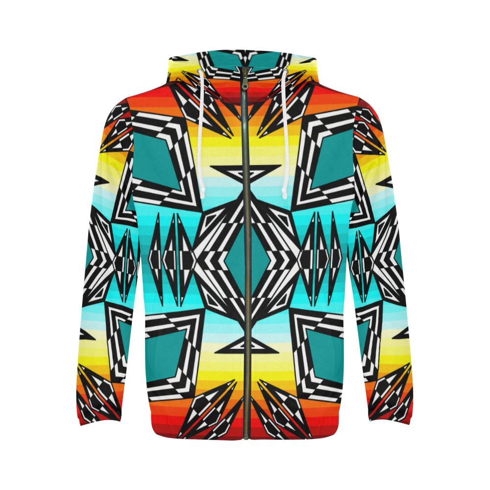 Prairie Fire All Over Print Full Zip Hoodie for Men (Model H14) All Over Print Full Zip Hoodie for Men e-joyer 